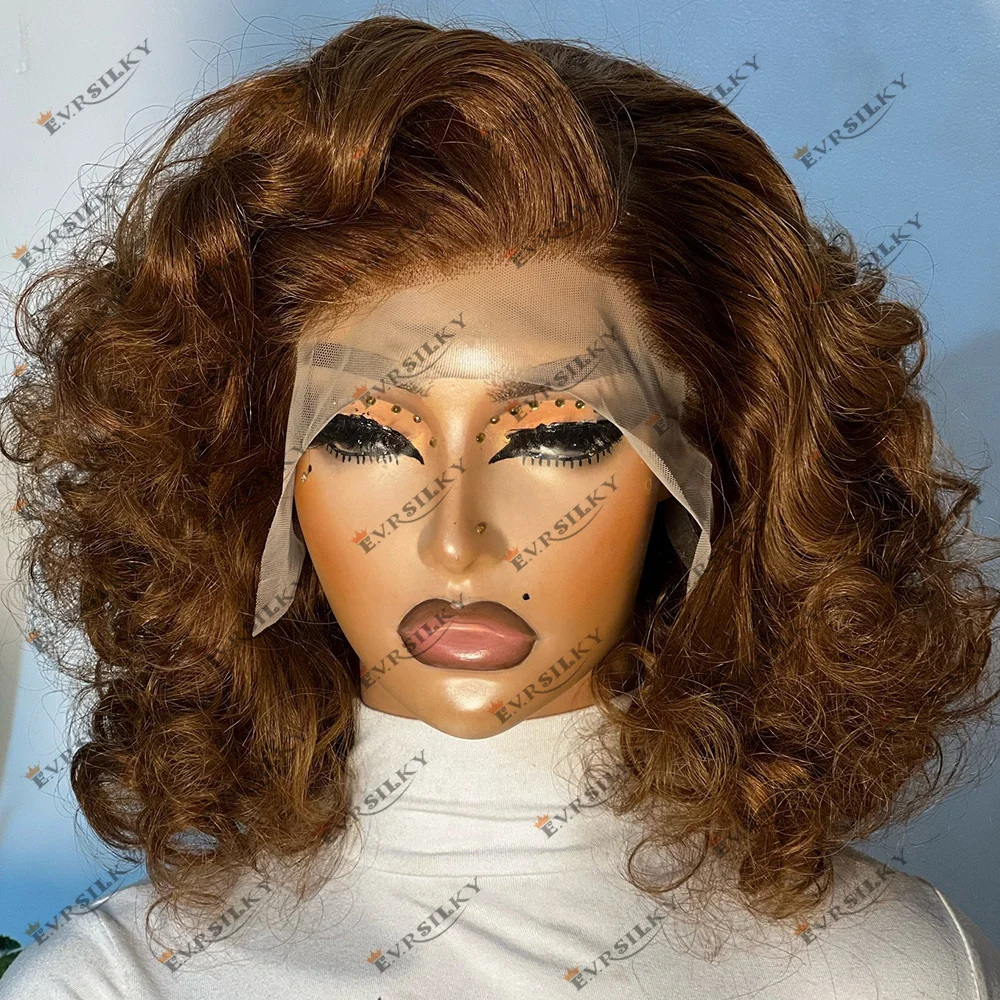 

Шоколадно-коричневый 360 HD Кружевные фронтальные парики Объемная волна Предварительно выщипанные Премиум Блондинка Полные кружевные человеческие волосы 5x5 Парики с кружевной застежкой Волнистые