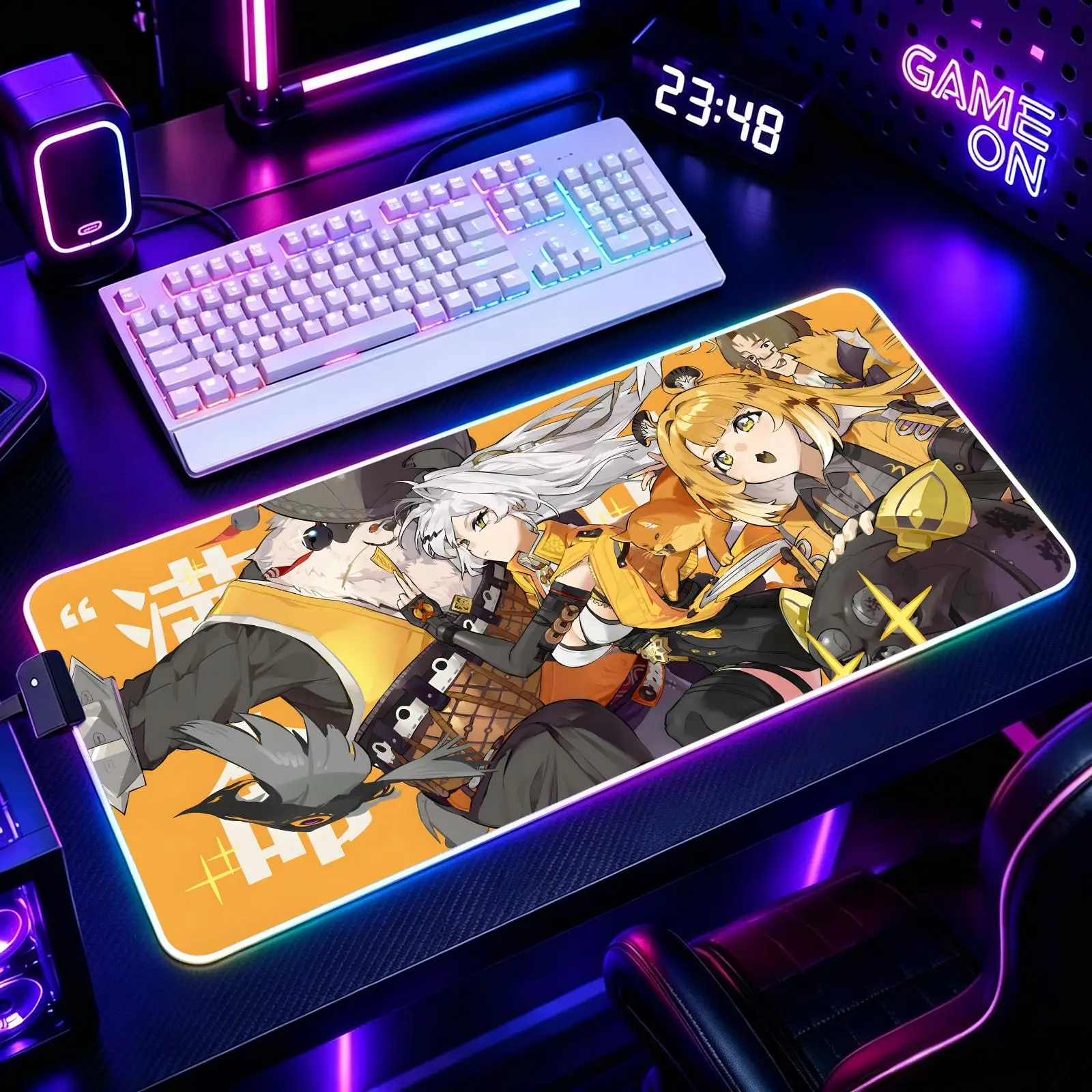 Mouse Pad RGB Color Changing Gaming Mouse Pad, Stitched Edges, XXL Large Keyboard Desk Mat Zenless Zone Zero Ju Fufu
