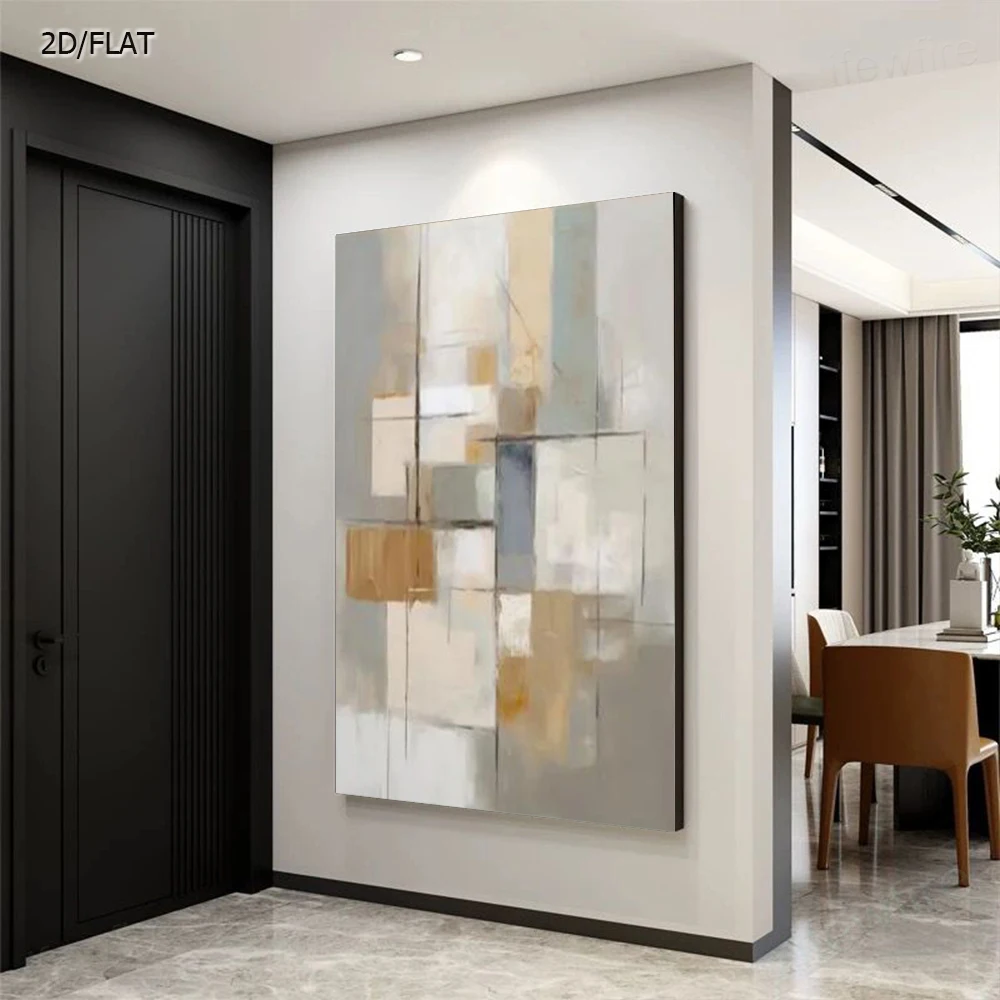 Minimalist Home Decor Picture Hand-painted Oil Paintings Abstract Blue Outline Drawing Canvas Painting Entrance Wall Art Bedroom