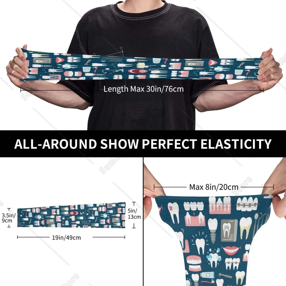 Dental Print UV Sun Protection Arm Sleeves - Tattoo Cover Up - Basketball Arm Sleeve UPF 50 Cooling for Men Women