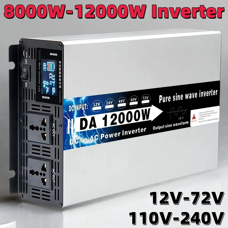 Pure Sine Wave Inverter 110V 220v 12000W 10000W High Power12v 24V 48V 60V 72V To 110v Converter Solar Car Inverters Off Grid