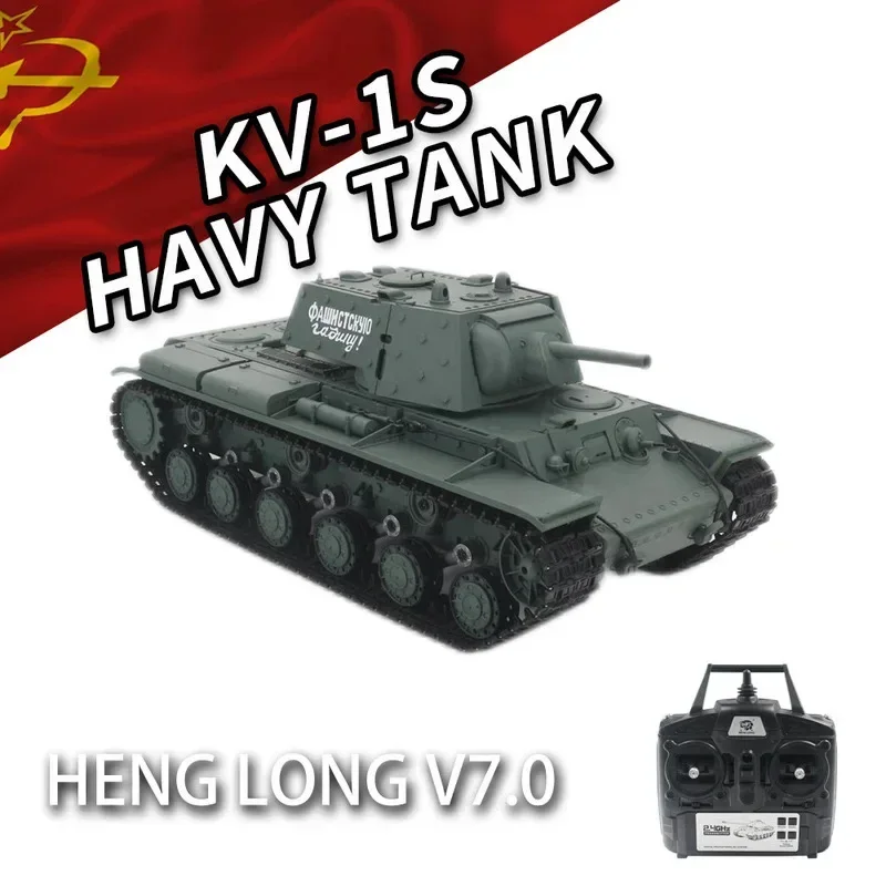 New Henglong Rc Tank Heavy Soviet Kv-1s Simulation Battle Competitive Remote Control Tank Track Model Toy Kid'S Outdoor Toy Gift