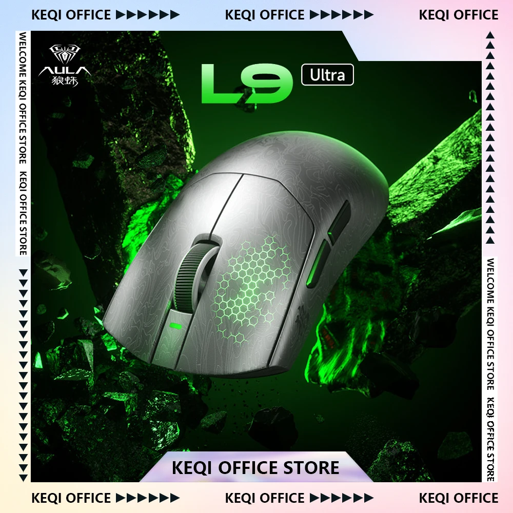 AULA L9 Ultra Wireless Mouse Carbon Fiber Dual 8K Low Latency 3-modes E-sports Mouse With Charging Base Lightweight Mice PC Gift