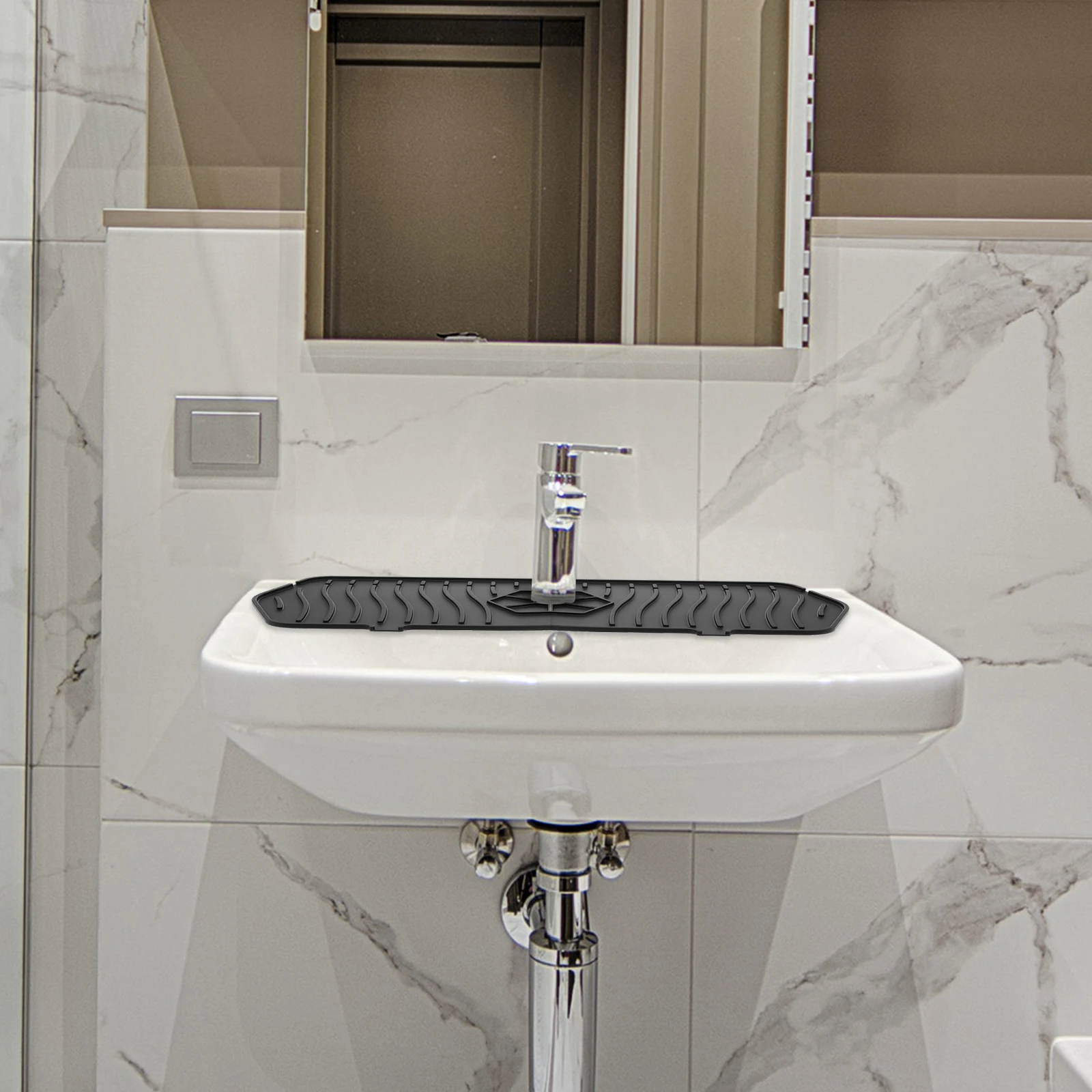 

Силиконовый коврик для смесителя, водопоглощающий кухонный черный дренажный коврик для раковины, подушка для крана, легко чистится, подходит для большинства смесителей, креативный