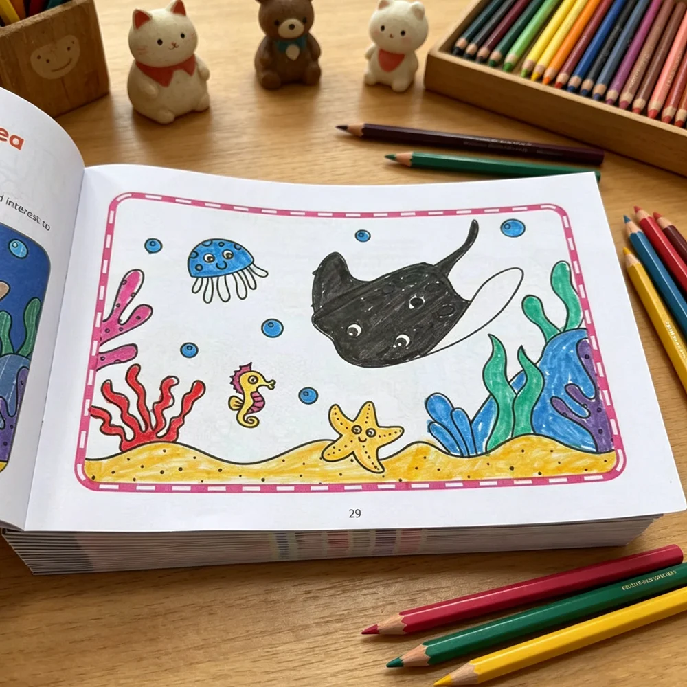 Children's Coloring Book Cute Animal Themed Drawing Pages Fun Painting Activity Book for Toddlers Preschool Kids Early Learning﻿