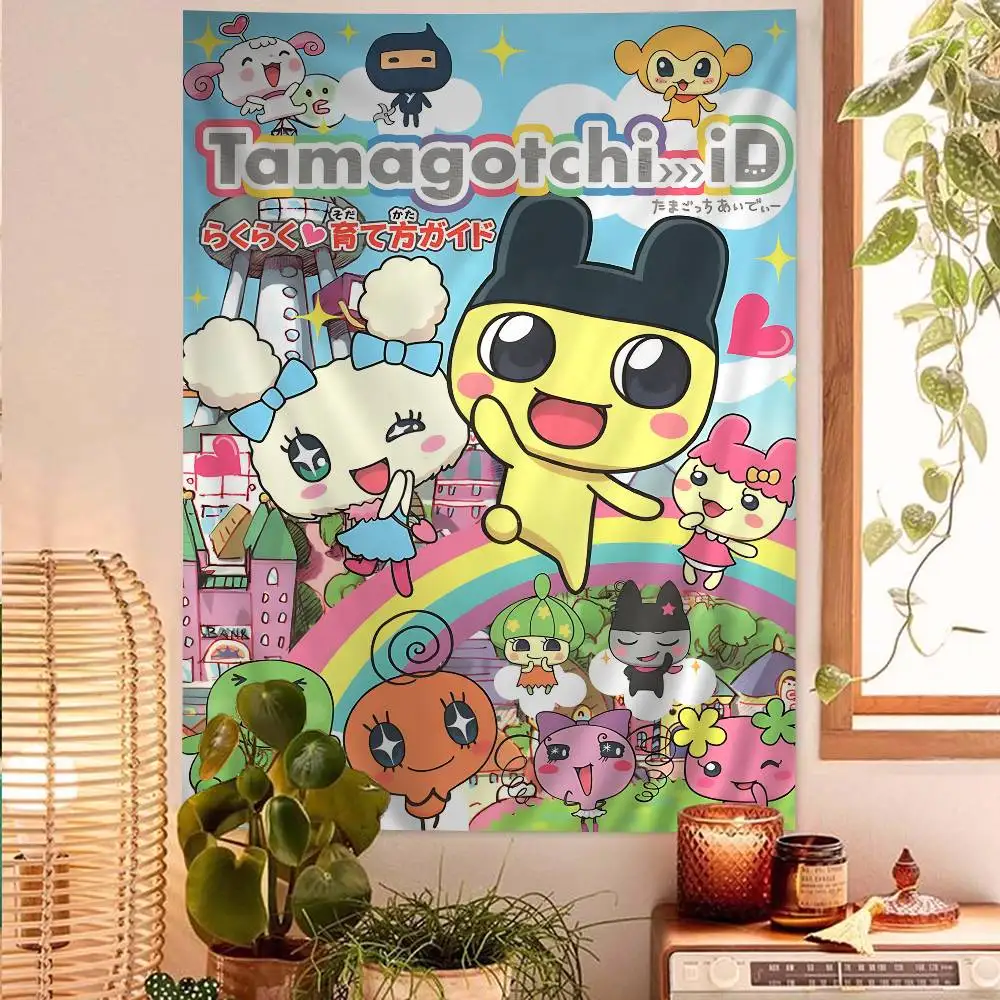 Classic T-Tamagotchi Cut Friend Game Anime Tapestry Hippie Flower Wall Carpets Dorm Decor Wall Hanging Home Decor