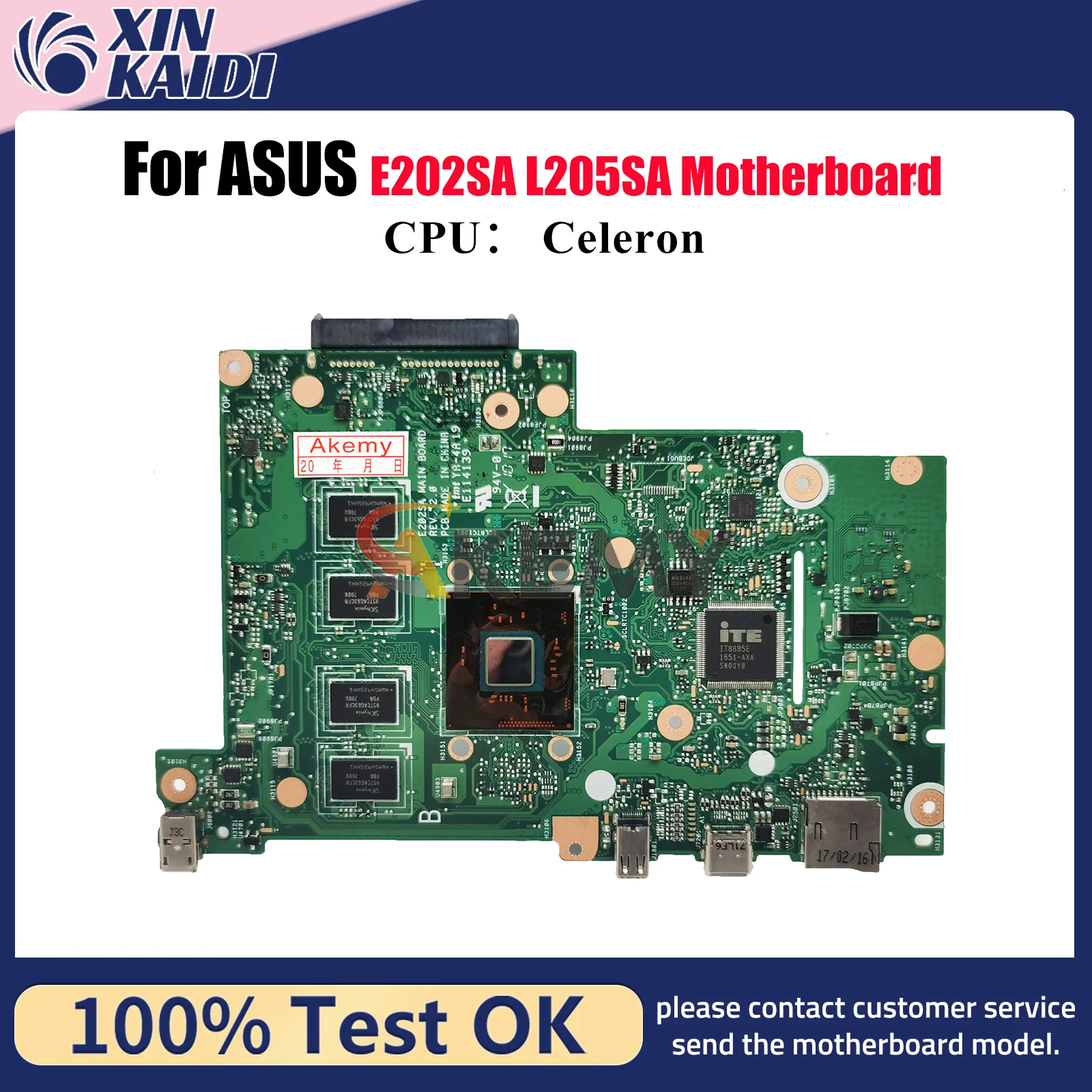 

E202SA Laptop Motherboard For ASUS EeeBook E202SA E202S Notebook Mainboard With Celeron CPU 100% tests OK fast shipping stk