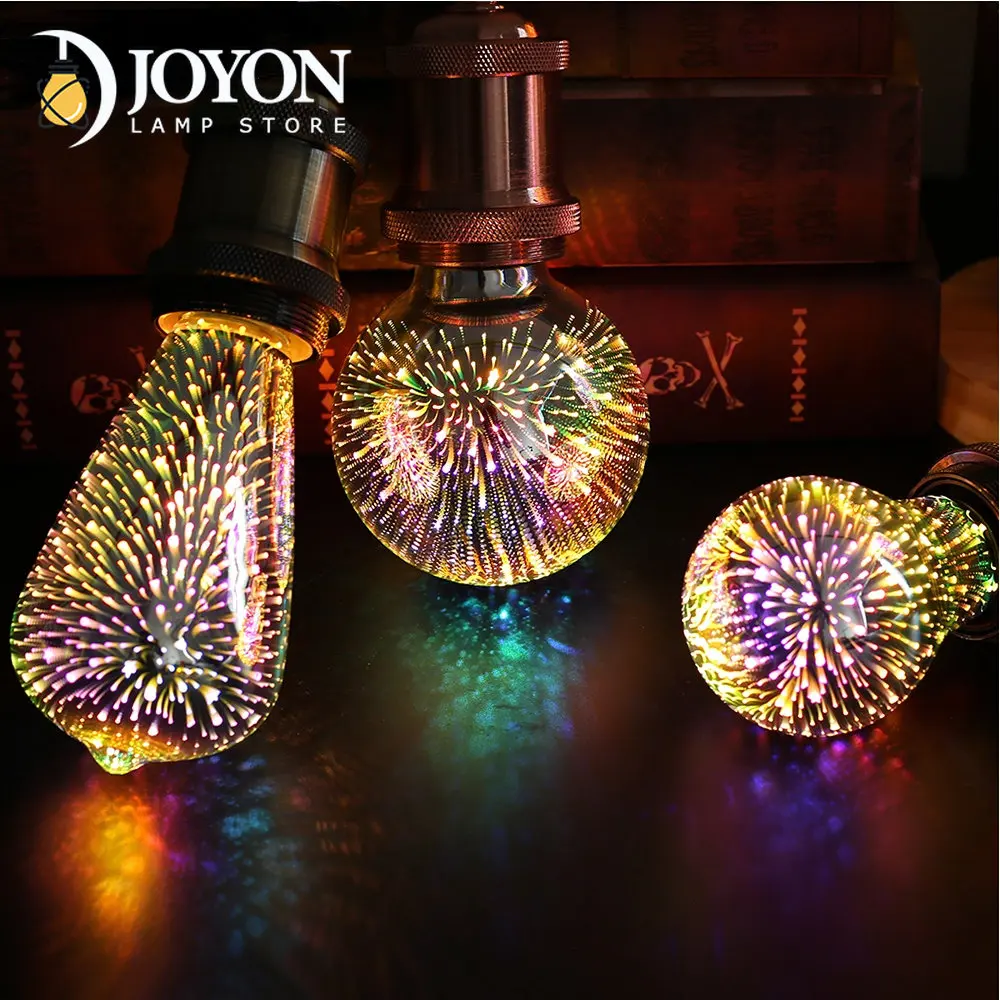 

3D Decoration LED Bulb E27 85-265V Vintage Edison Light Bulb Star Fireworks Lamp Holiday Night Light Novelty Christmas Tree