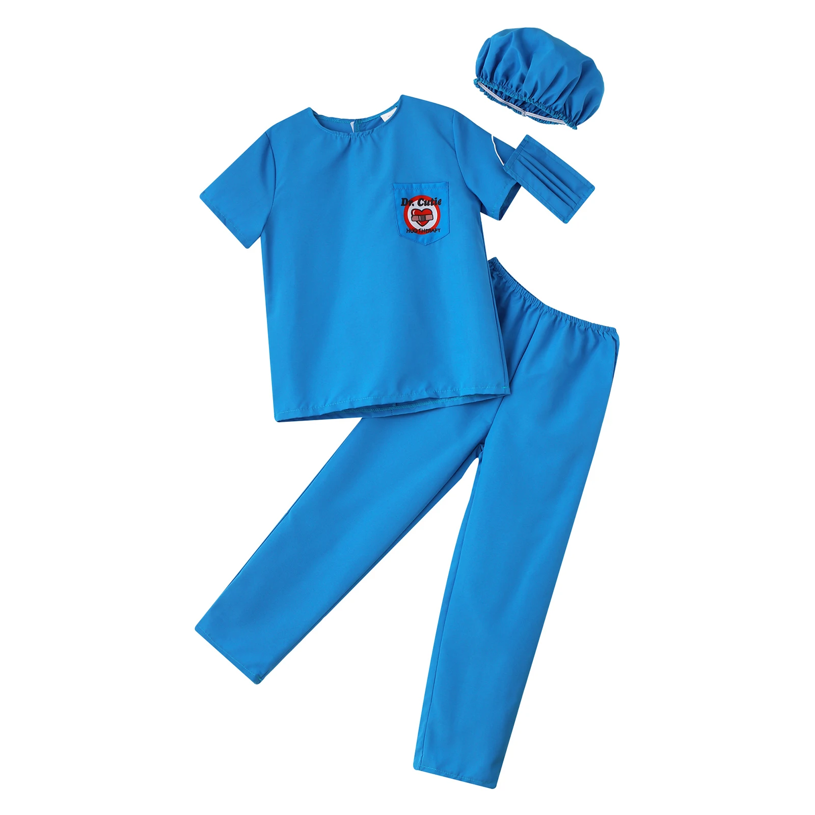 Kids Doctor Nurse Costume Cosplay Halloween Carnival Theme Party Performance Play House gioco di ruolo t-shirt pantaloni Cap con maschera