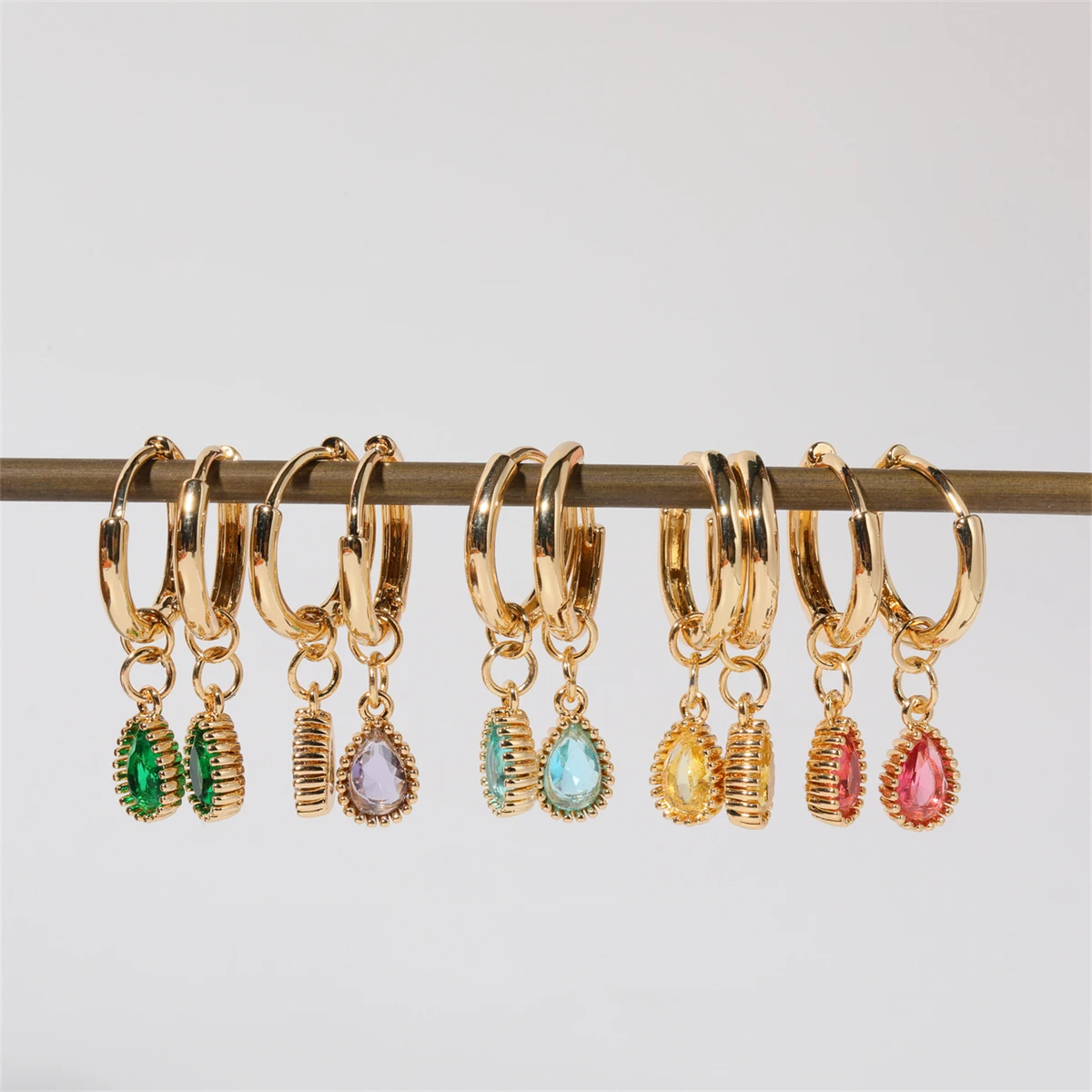 

Twelve Birthday Stone Earrings Water Droplet Earrings for Women Light Luxury, Small and High end Earrings