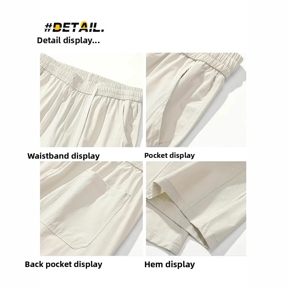 

American Sle Ice Silk Bend Knife Casual Pants Men Summer Thin Qui Dry Straight Loose Sports Cool Feeling Trousers