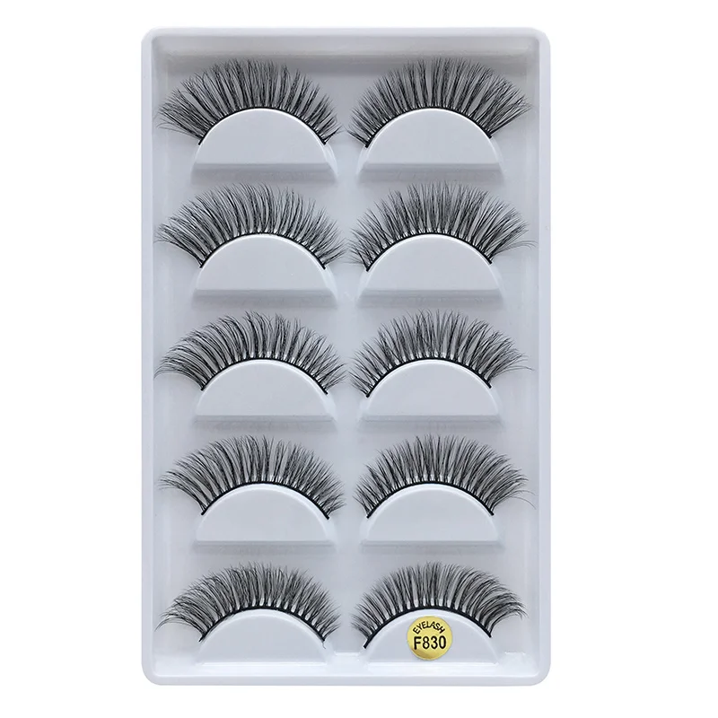 Ultra-Light 5-pairs Black Cotton Combined line Not Fallapart Perfect curling self-adhesive Eyelashes with Free Shipping