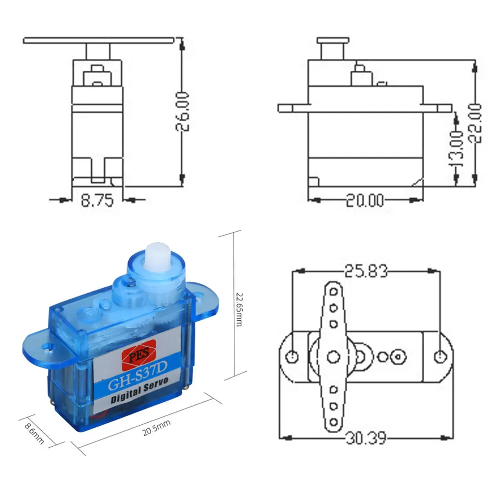 GH-S37D マイクロデジタルサーボミニ超軽量 3.7 グラム 90 度制御航空機飛行方向 RC 飛行機ヘリコプターボート車