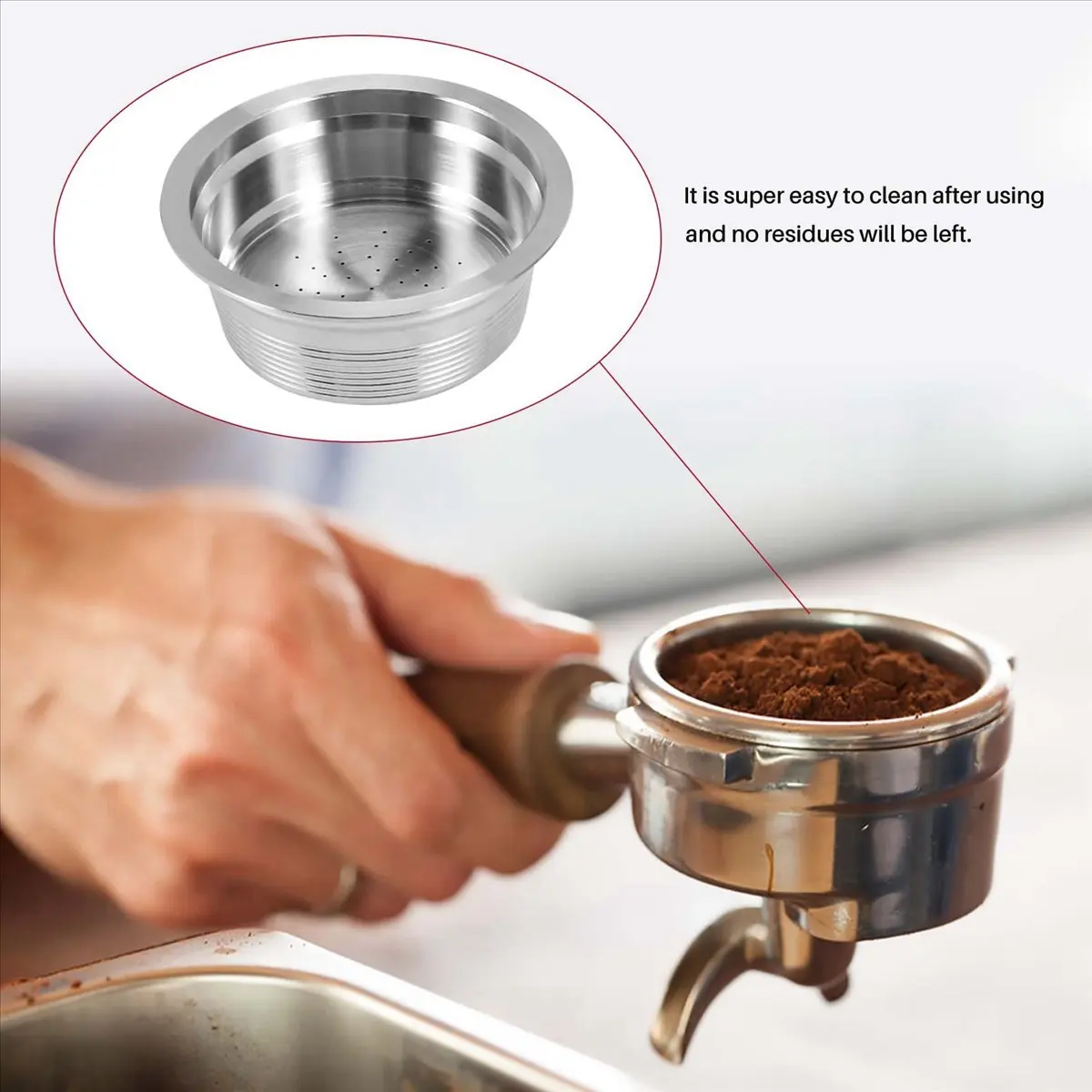 Filtros de café A47T, juego de filtros de acero inoxidable recargables para cápsulas de café, soporte para cápsulas, juego de fi