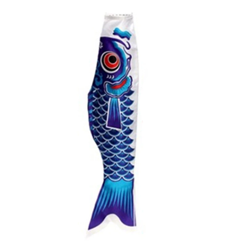 Practical Japanese Carp Windsock Streamer Fish Flag Kite Cartoon Fish Colorful Windsock Carp Wind Sock Flag Koinobori 150cm Blue