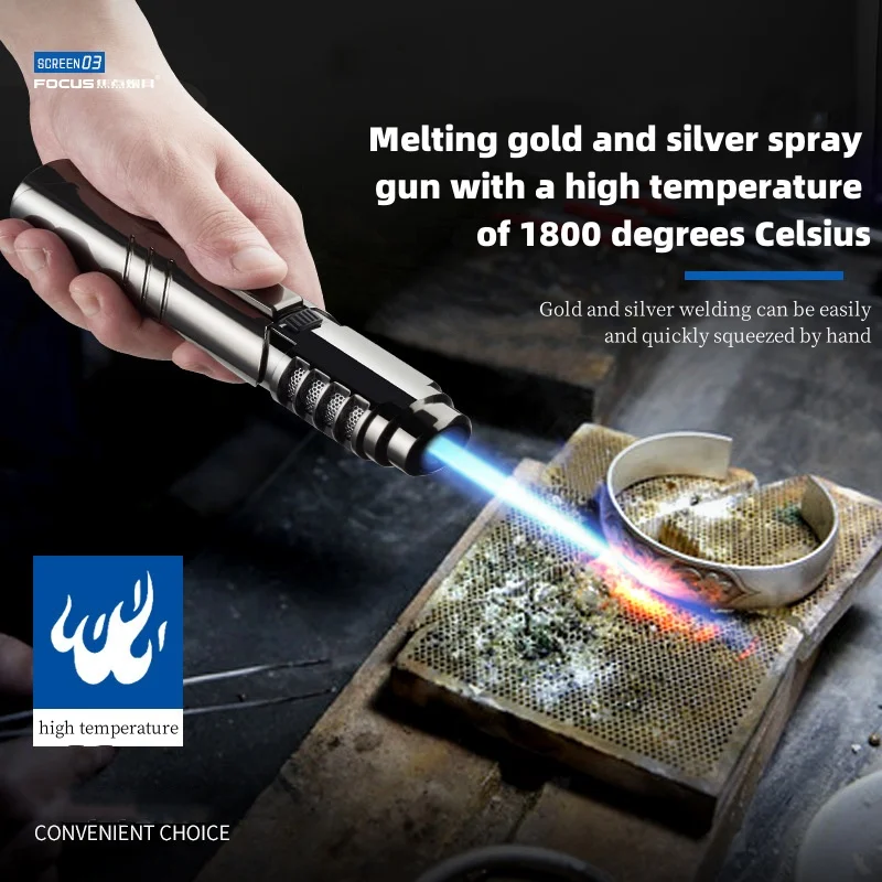 

New Direct Spray Blue Light Windproof Lighter Moxibustion Outdoor Barbecue Cigar Special Welding Gun Sparkling Gun High end Gift