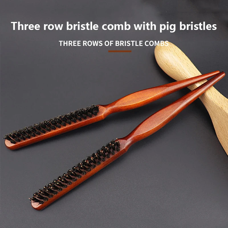 Professional Salon Teasing Back Hair Brushes Boar Bristle Wood Slim Line Comb Hairbrush Extension Hairdressing Styling Tools DIY