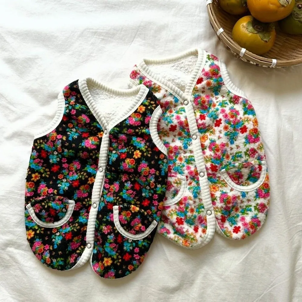 

New Autumn Winter Dog Clothes Fashion Flower Chihuahua Cat Pet Costume Bichon Yorkie Dog Warm Jacket Dog Vest Small Dogs Cat