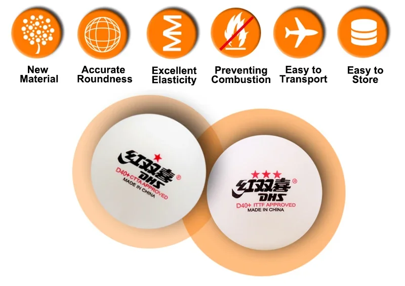 Description Picture 3 of item10 pcs DHS Seamed Table Tennis Balls D40+ ABS New Material 10 Pcs/Box Professional ITTF Approved Ping Pong Balls for Training