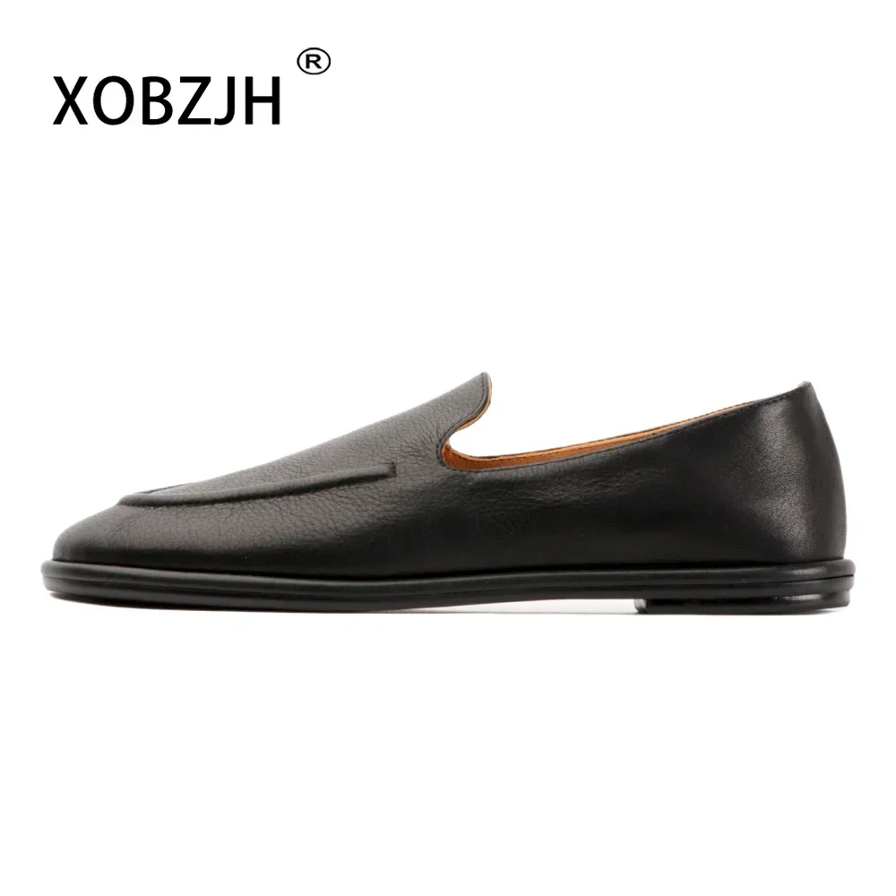 

2024 Loafers Mocasines Mujer Women Round Toe One Foot Slip-on Shoes Women Genuine Leather Soft Female Ballet Dancer Flats Shoes