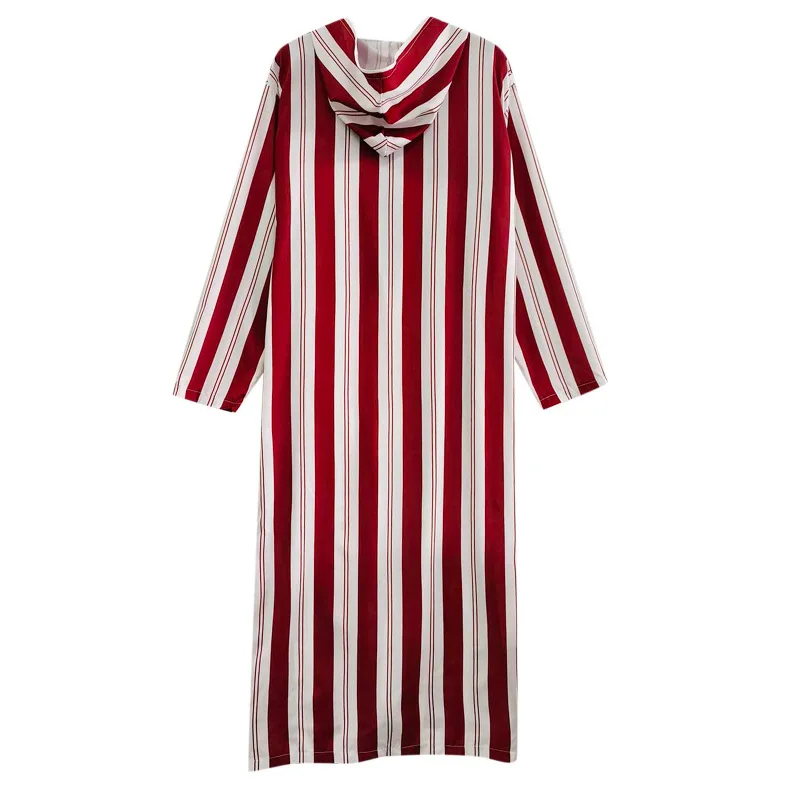 Muslim Color Striped Men's Long Robe Loose And Breathable Designed For Comfort Convenience In Daily Life