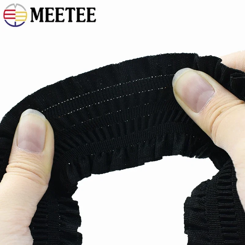 5/10 Metri 50 millimetri Elastici Nero Bianco Increspature Del Merletto Elastico Borsa Vestiti Indumento Tessitura Nastro Accessori Per Cucire FAI