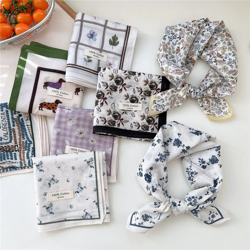55*55cm Neckerchief Cotton Bandanas Square Scarf Accessories Handkerchief Hairscarf Headband