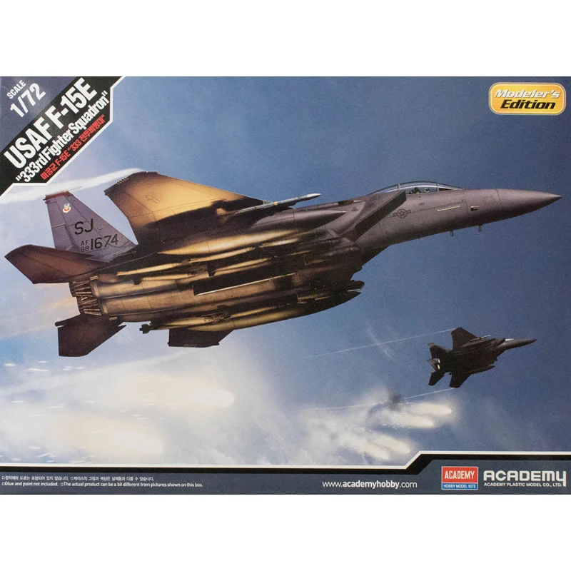 1/72 Academy Model 12550 US F-15E Kit de modelo de escala de aeronave de montagem de lutador moderno