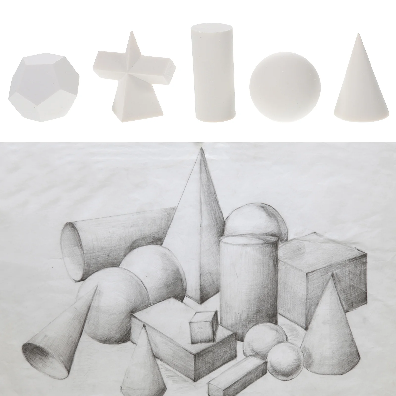 

5 Pcs Sketch Geometry Statue Simulated Gypsum Drawing 3D Geometric Shapes Resin Practical Model