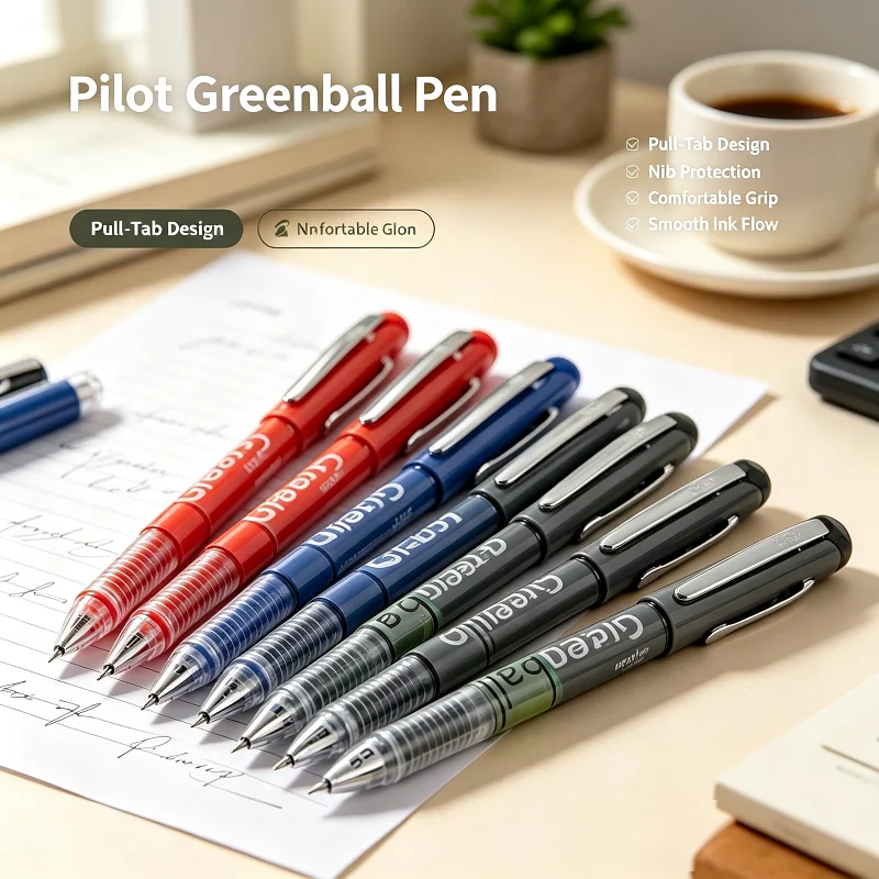 1Pcs PILOT Greenball Gel Pen 0.5mm Bullet Tip Student Exam Stationery Large Ink Capacity Eco Resin Barrel Black Red Blue Ink