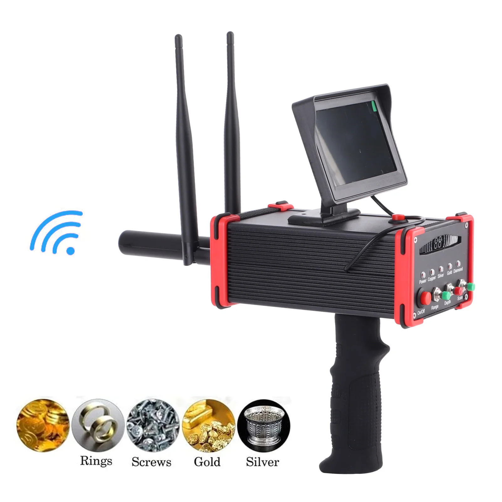 Scanner in rame Metal Detector Scanner per metalli sotterranei Schermo ad alta definizione Cercatore di tesori per oro argento rame