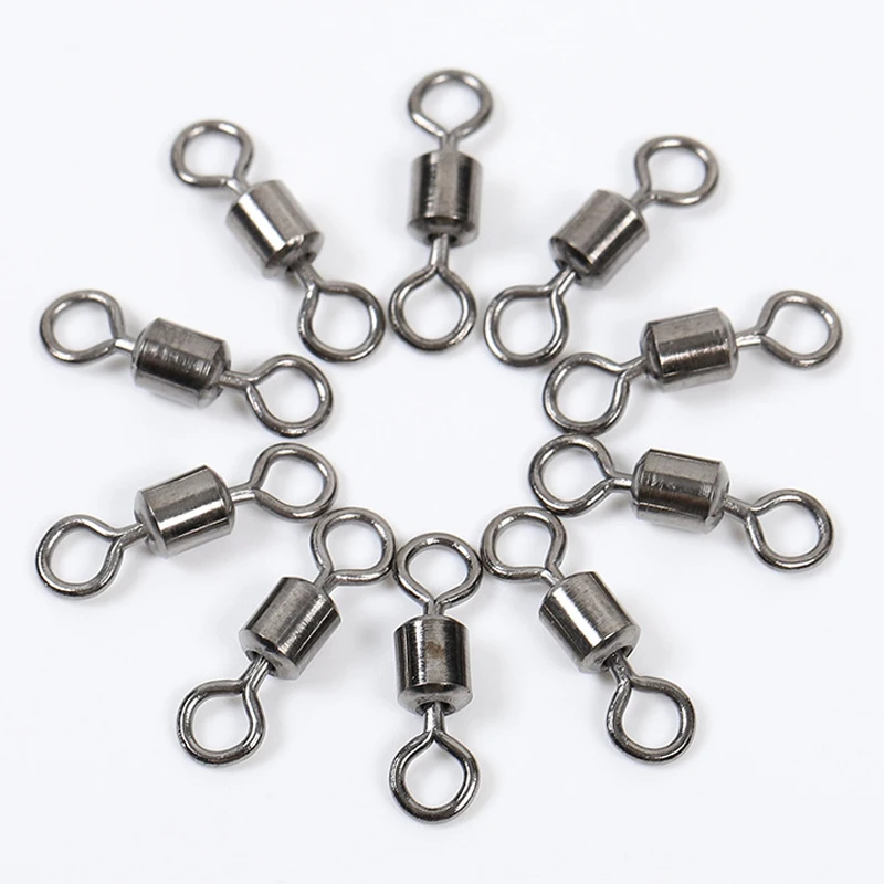 200pcs Fishing Swivels Rolling Swivels Solid Stainless Steel Rings Fishhooks Lure Connector for Fishing Accessories