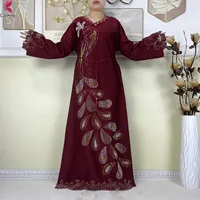 Nouvelle robe africaine pour femmes, robe dashiki en mousseline de soie, abaya à manches longues, vêtements décontractés islamiques pour femmes, robe longue musulmane à diamants 5