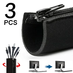 Reusable Cable Sleeve Zip Office Desktap Self Closed Nylon Flexible Harness Management Protection Wire Wrap Cable Cord Organizer