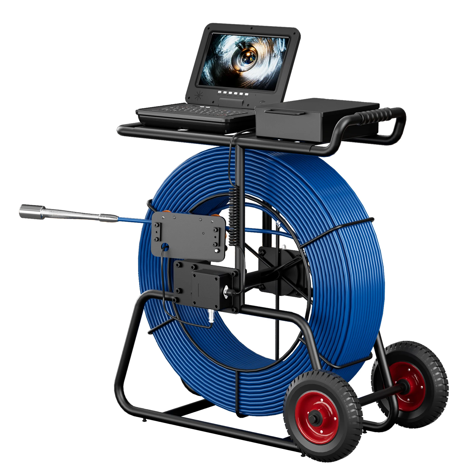 10 Inch IPS Screen 9MM 120M Cable IP68 Self-Leveling 1080P Night Vision H.264 Sewer Camera 512HZ Keypad Inspection