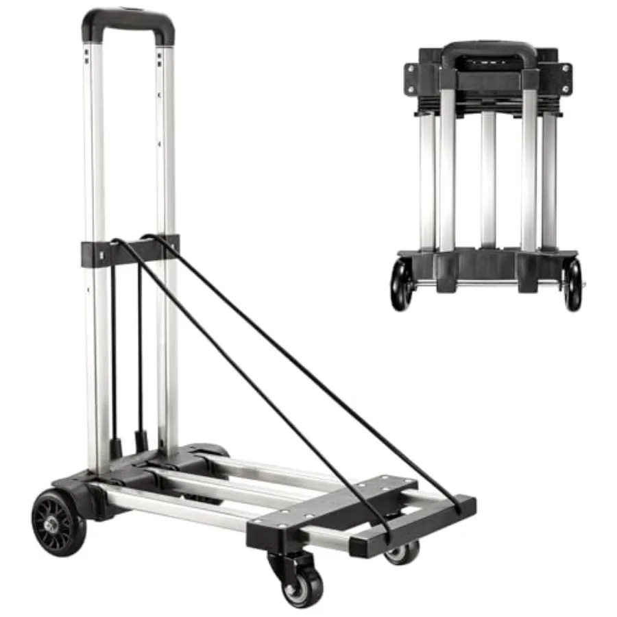 

Foldable Hand Truck 350 lbs Stainless Steel Folding Luggage Cart Portable Dolly Cart for Moving Solid Platform Hand Cart with E