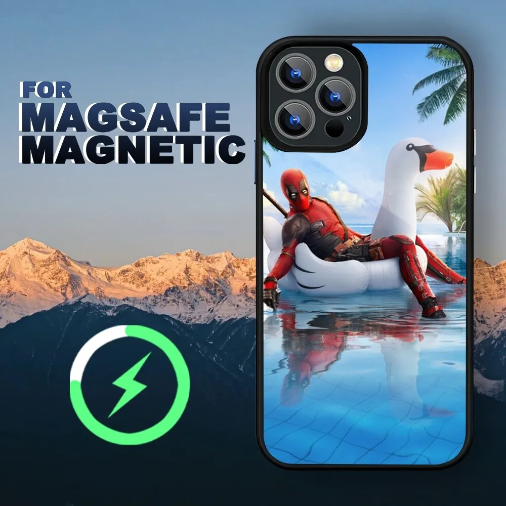 Movie D-Deadpool Phone Case For iPhone Magsafe Magnetic 13 14 15 11 12 Glass Pro Max Charging Plus Shell