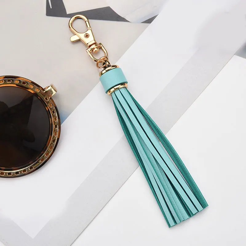 Fashion PU Leather Tassel Key Chain Women Cute Tassel Keychain Bag Accessories Decoration Tassels Car Key Ring Fringe Jewelry