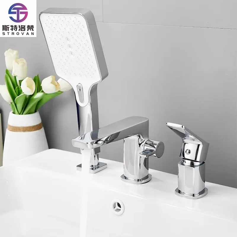 التصميم الحديث اثنين من وظيفة صنبور حوض استحمام للاستخدام في الحمام لأحواض الحوض صنبور مغسلة أنيقة #1