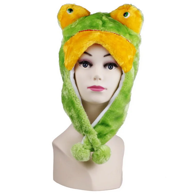 Y2K Adult Kids Winter Cute Plush Animal Character Beanie Hat with Pom Pom Ends Funny Stuffed Earflap Cap Cosplay Costume Caps