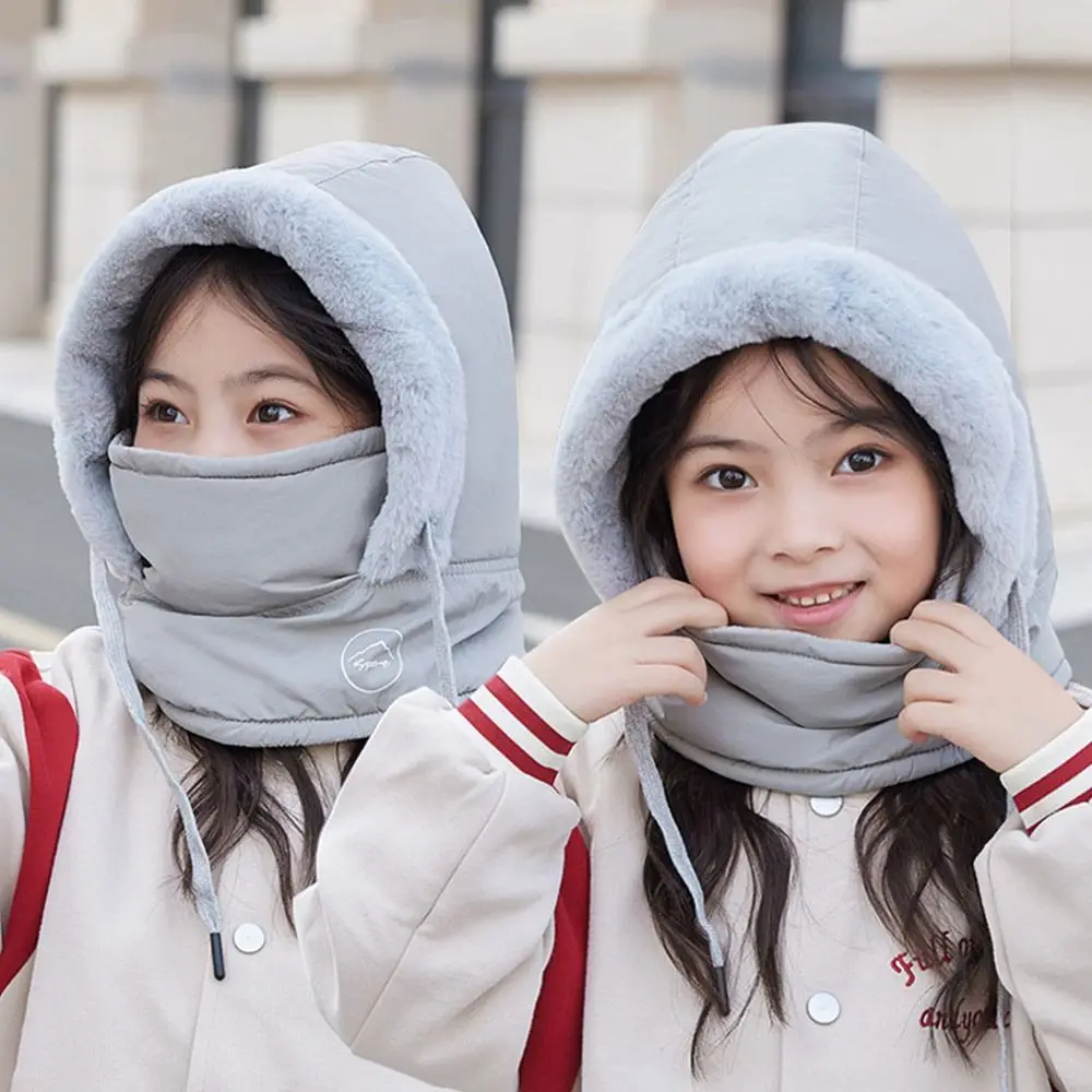 

Winter Ear Protection Winter Children Hats Warm Cycling Balaclava Ski Hats Outdoor Windproof Pullover Cap for Boys Girls
