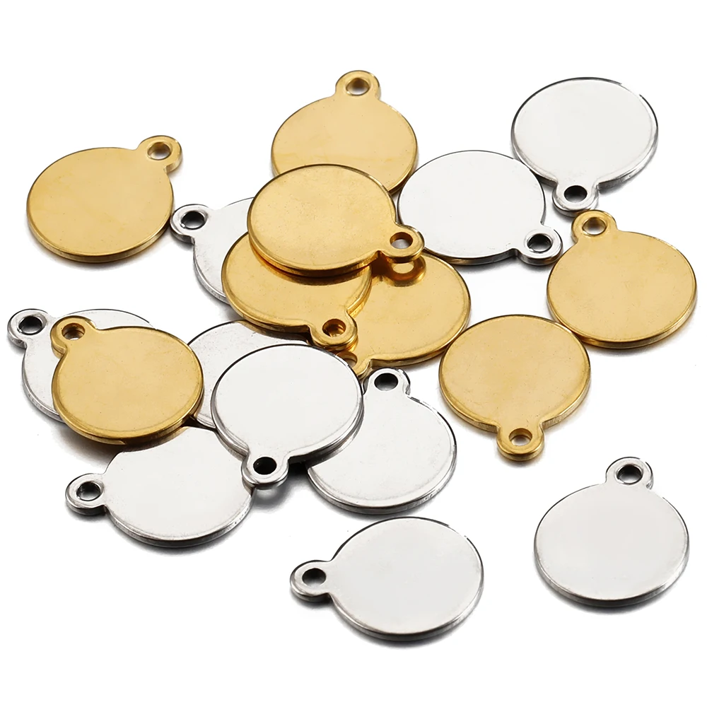 10pcs 20pcs Stainless Steel Customized Pet Round Tag Blank Single Hole Pendants DIY Necklace Bracelet Earing Jewelry Making