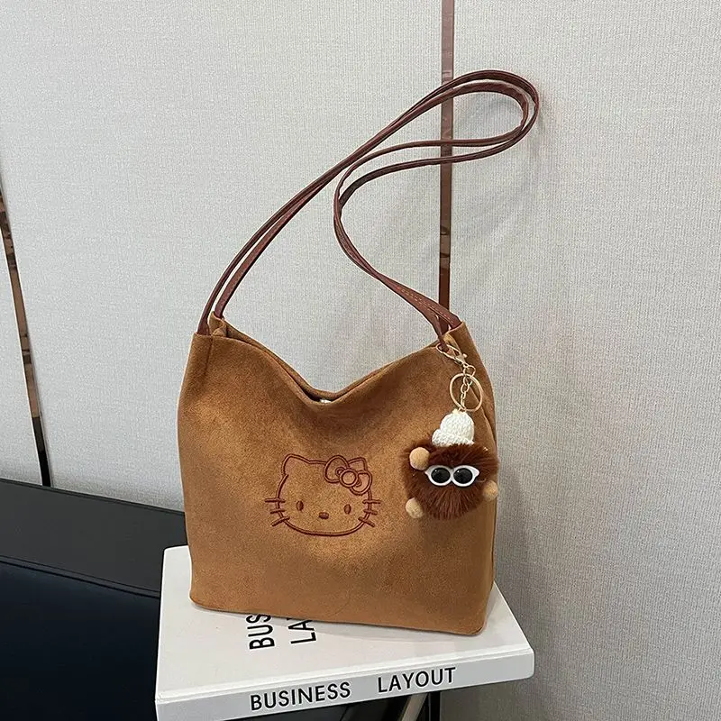 

New Kitty Fashion Suede Bag Casual Versatile Women's shoulder bag Large Capacity Commuter Tote Bag Textured Shoulder Handbag