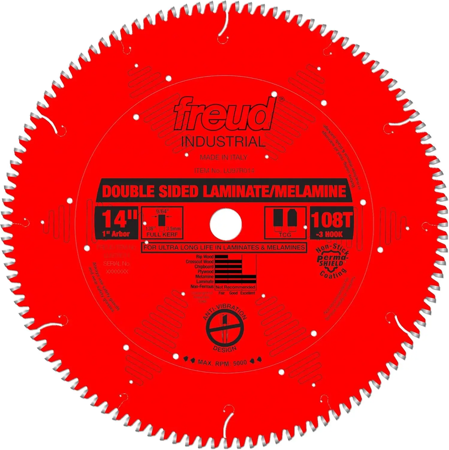 LU97R014: 14" x 108T Double Sided Laminate/Melamine Blade
