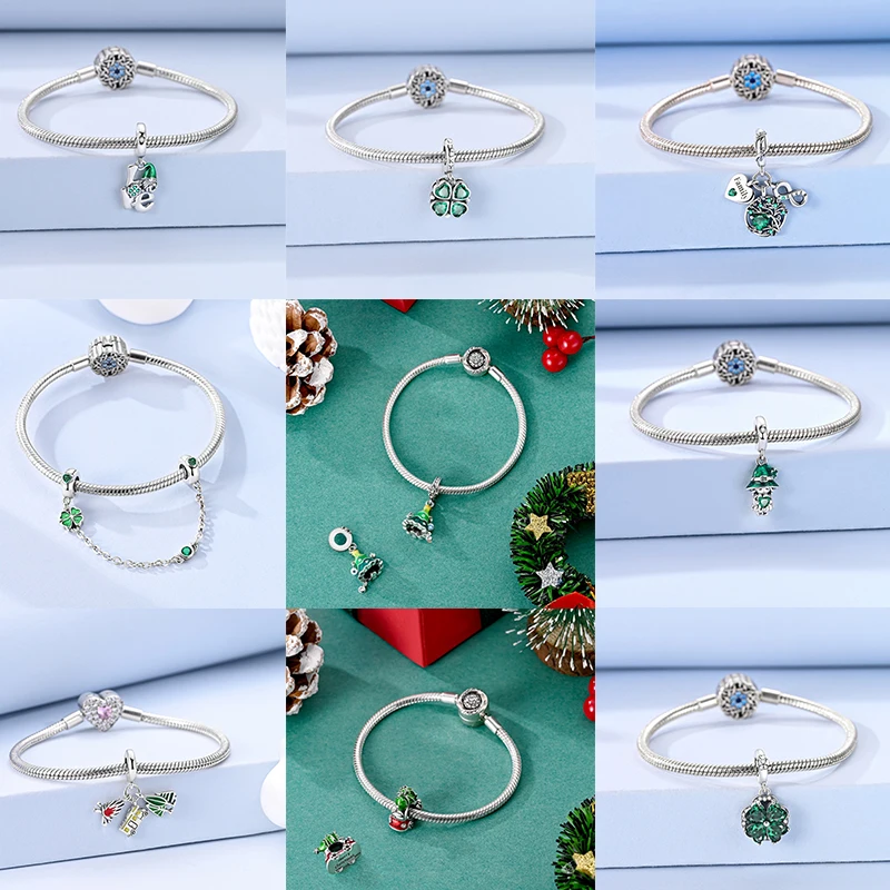 2026 925 Sterling Silber Grüner Glücks-Zirkon Vierblättrige Kleeblatt-Serie Charms Niedliche Hundeperlen Passend für Armbänder DIY Schmuck Originelle Frauengeschenke – Detail 10