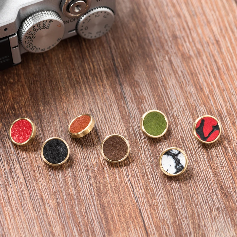 Camera Shutter Release Button Brass + Leather Concave Button for Fujifilm XPRO3 X100FV XT4 2030XE4 Leica M10P