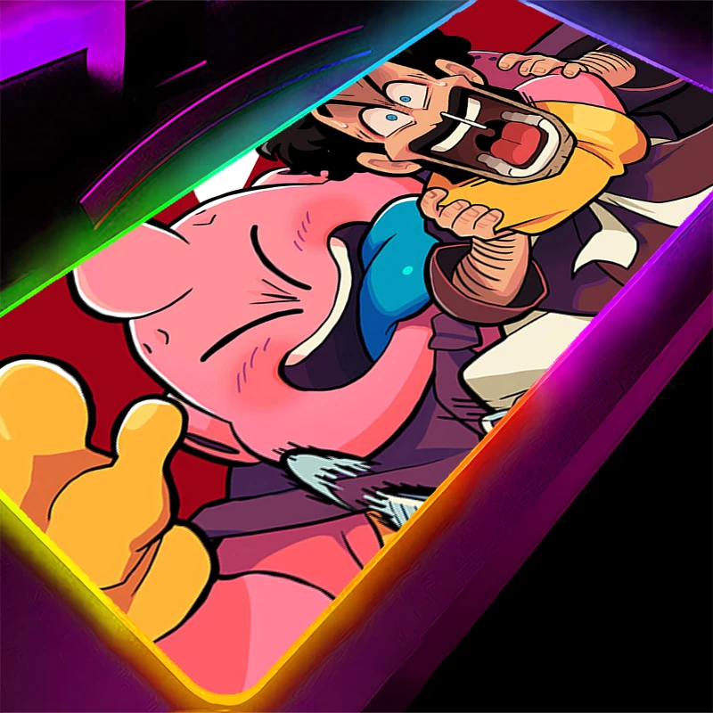 

Коврик для мыши с подсветкой компьютера DBZ RGB Dragon Ball Majin Buu Gaming MousePad Большой светодиодный коврик для геймерской клавиатуры ПК Настольный коврик tapis souris