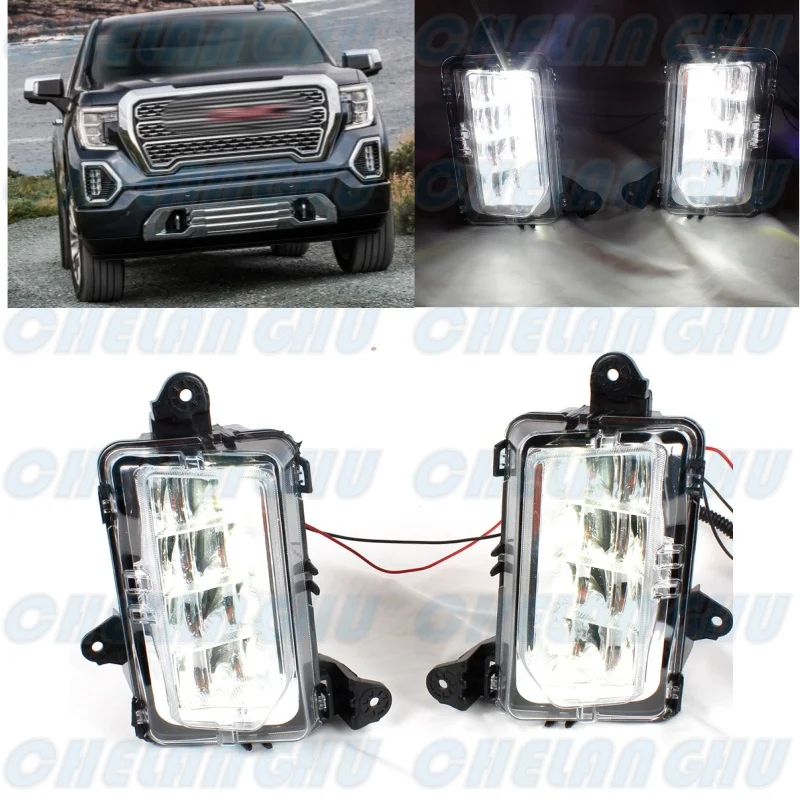 For GMC Sierra 2019 2020 2021 Car accessories 1 Pair Front Bumper LED Fog Lights Lamp 84513246 84513247