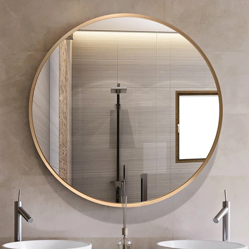 

Gold Border Mirror Makeup Shower Aesthetic Unbreakable Bathroom Mirror Nordic Bedroom Miroir Salle De Bain Bathroom Accessories