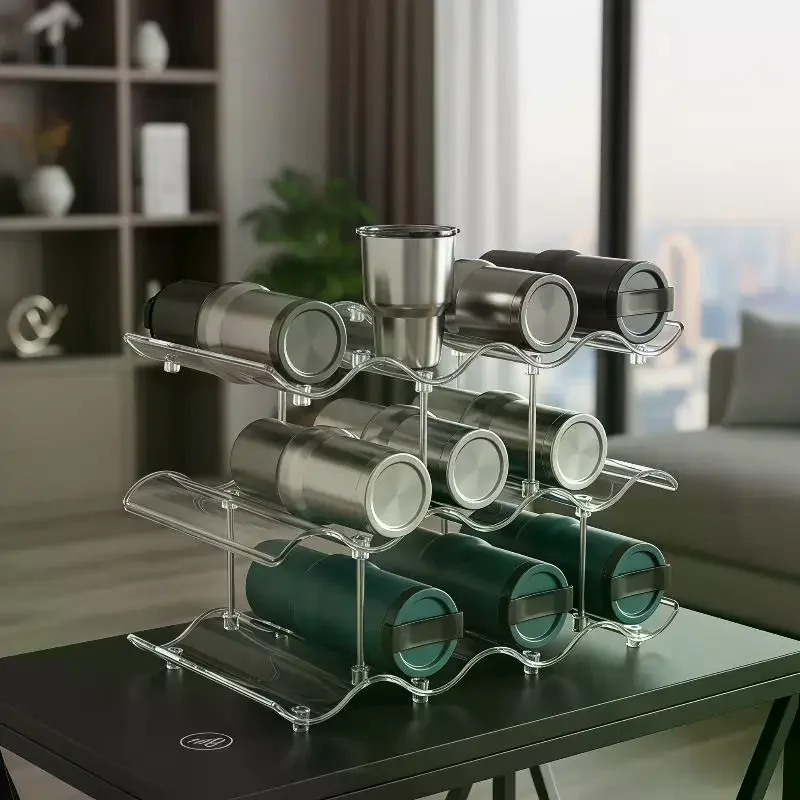 Colorful Wave Shaped Plastic Cup Drying Rack Stackable for Kitchen Efficient Mug Organizer Storage